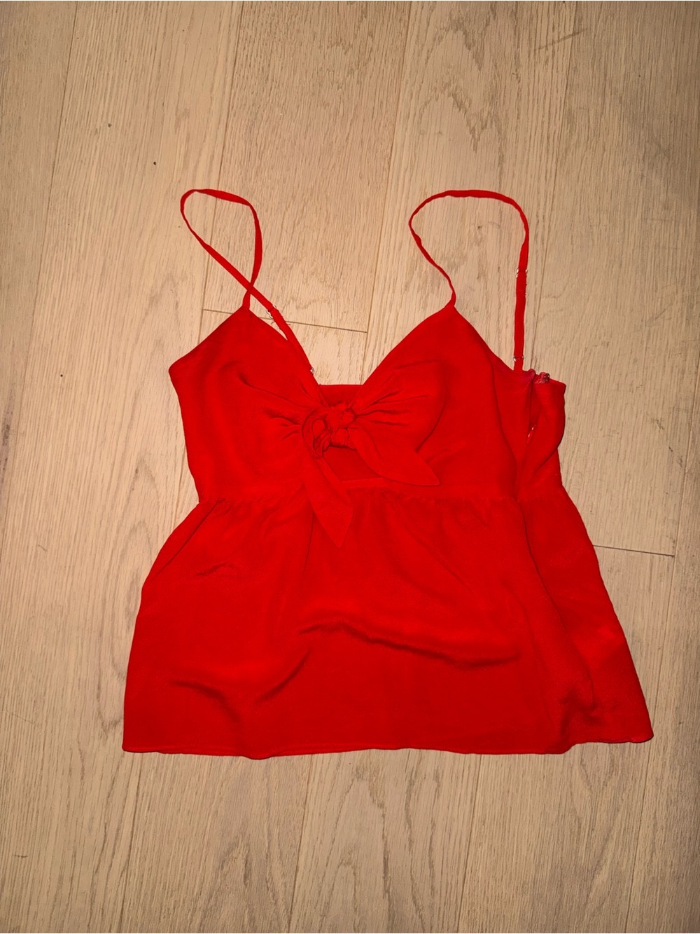 Red Tie-Front Cami Tank Top - Women